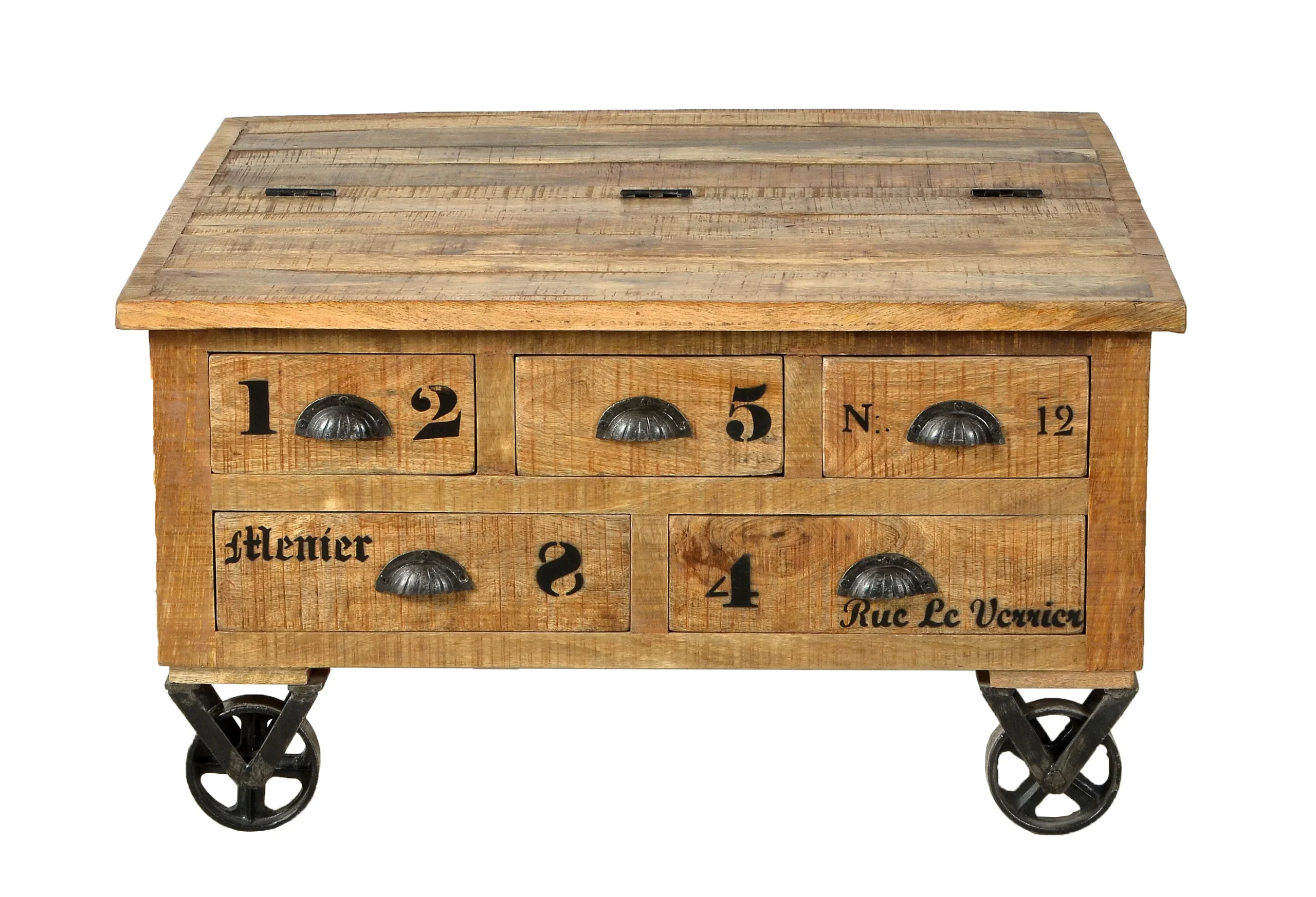 SIT Möbel RUSTIC Couchtischtruhe lackiertes Mangoholz starke Gebrauchsspuren Natur Antik