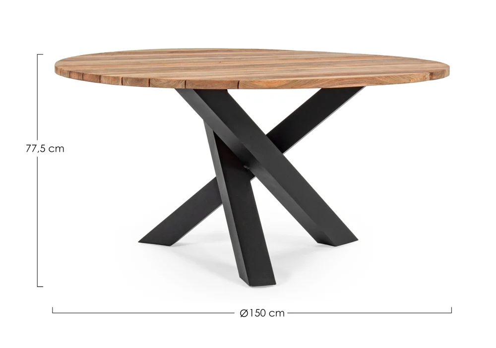 Bizzotto Brandon Tisch Teak/Aluminium Schwarz