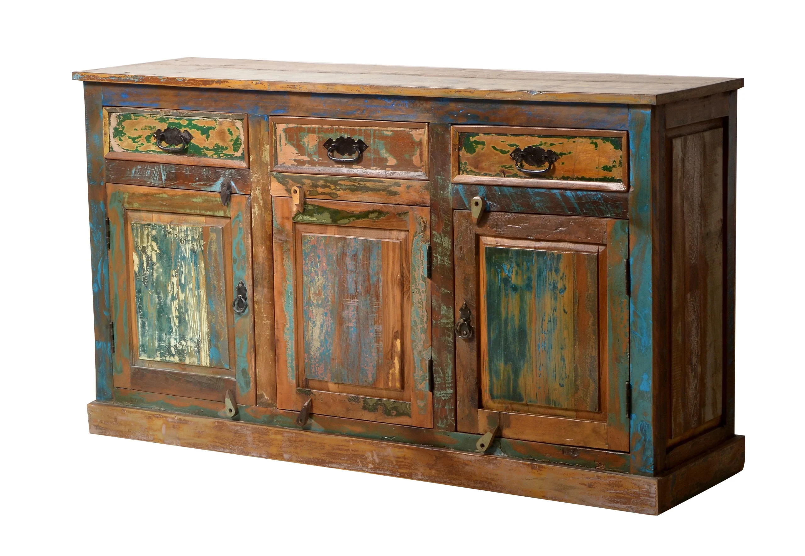 SIT Möbel RIVERBOAT Sideboard Altholz mit starken Gebrauchsspuren lackiert bunt