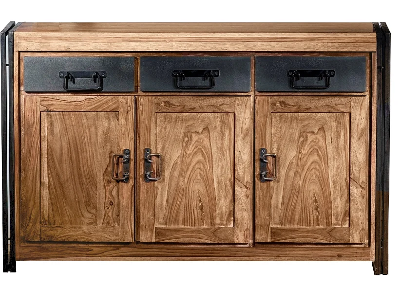SIT Möbel PANAMA Sideboard Metall/Akazie gebeizt und geölt und Gebrauchsspuren