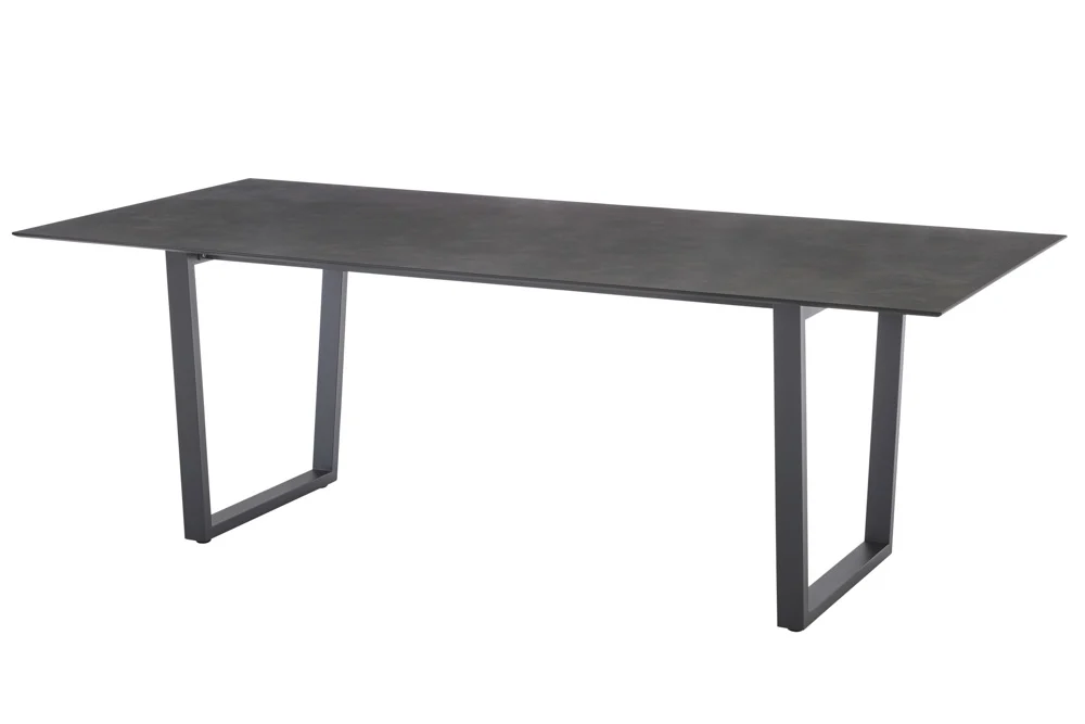 Diamond Garden Oxford Kufentisch HPL Granit dunkel Edelstahl Dunkelgrau 220x100 cm