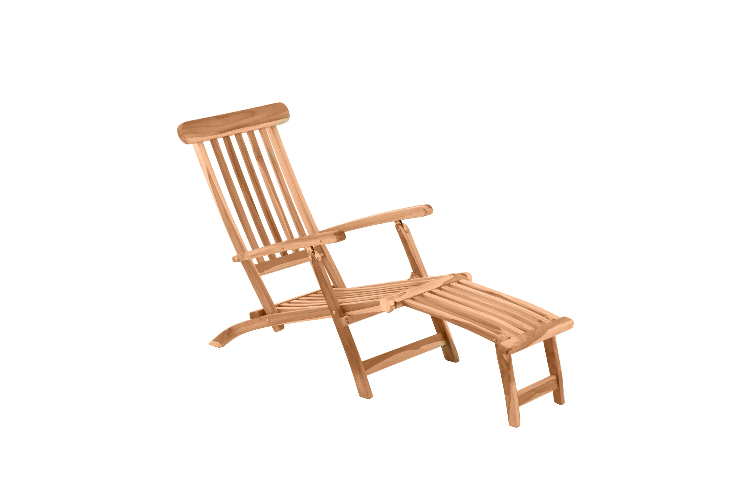 Möbilia Liegestuhl mit Fußstütze 4 Liegepositionen Teak natur
