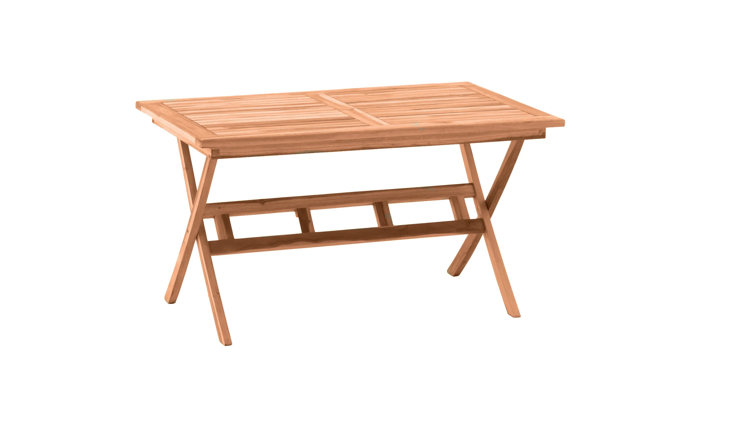 Möbilia Gartentisch mit Schirmhalter klappbar Teak natur 135x85 cm