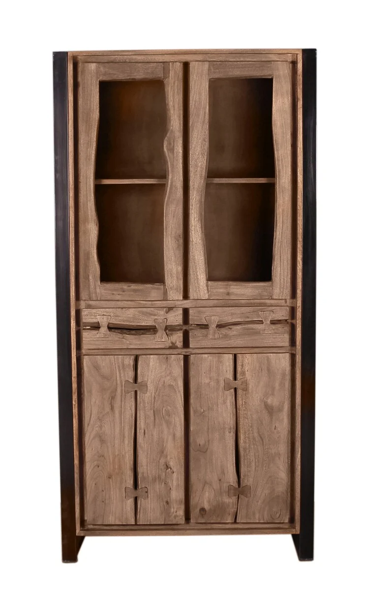 SIT Möbel NATURAL EDGE Vitrine Metall/Akazie natur und schwarz