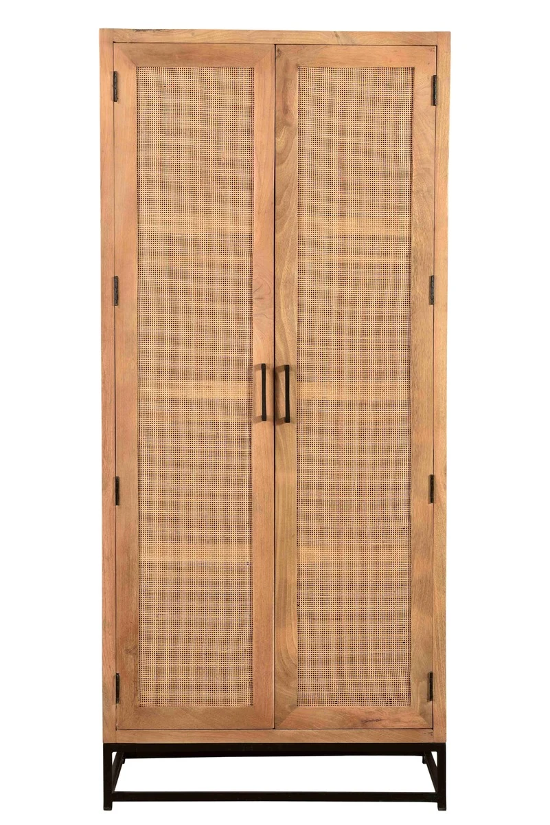 SIT Möbel CANE Garderobenschrank Mango lackiert mit Rattan-Front, Gestell Metall