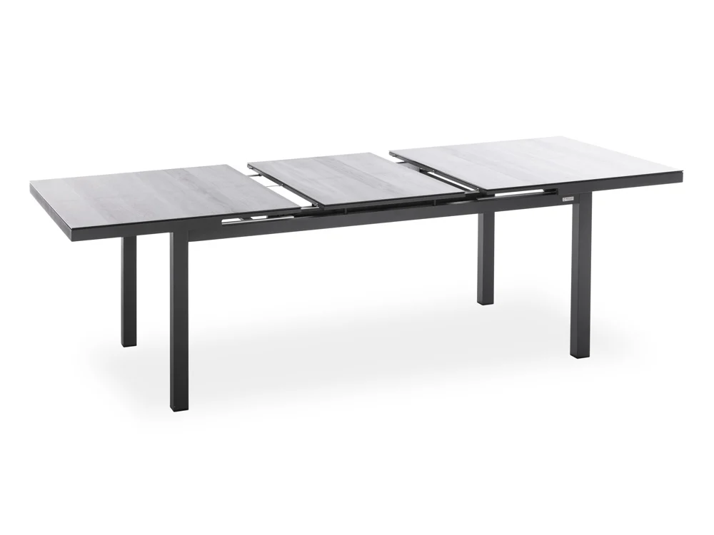 Niehoff Nancer Ausziehtisch Aluminium/Glasauflage Holzoptik 180/240x100 cm