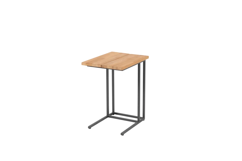 4Seasons Solido Beistelltisch teak, Gestell Edelstahl anthrazit 42x35 cm (H 50)
