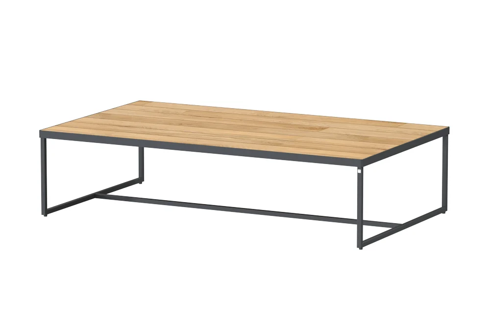 4Seasons Strada Beistelltisch Teak natur, 120 x 70 x 30 cm Alu Beine