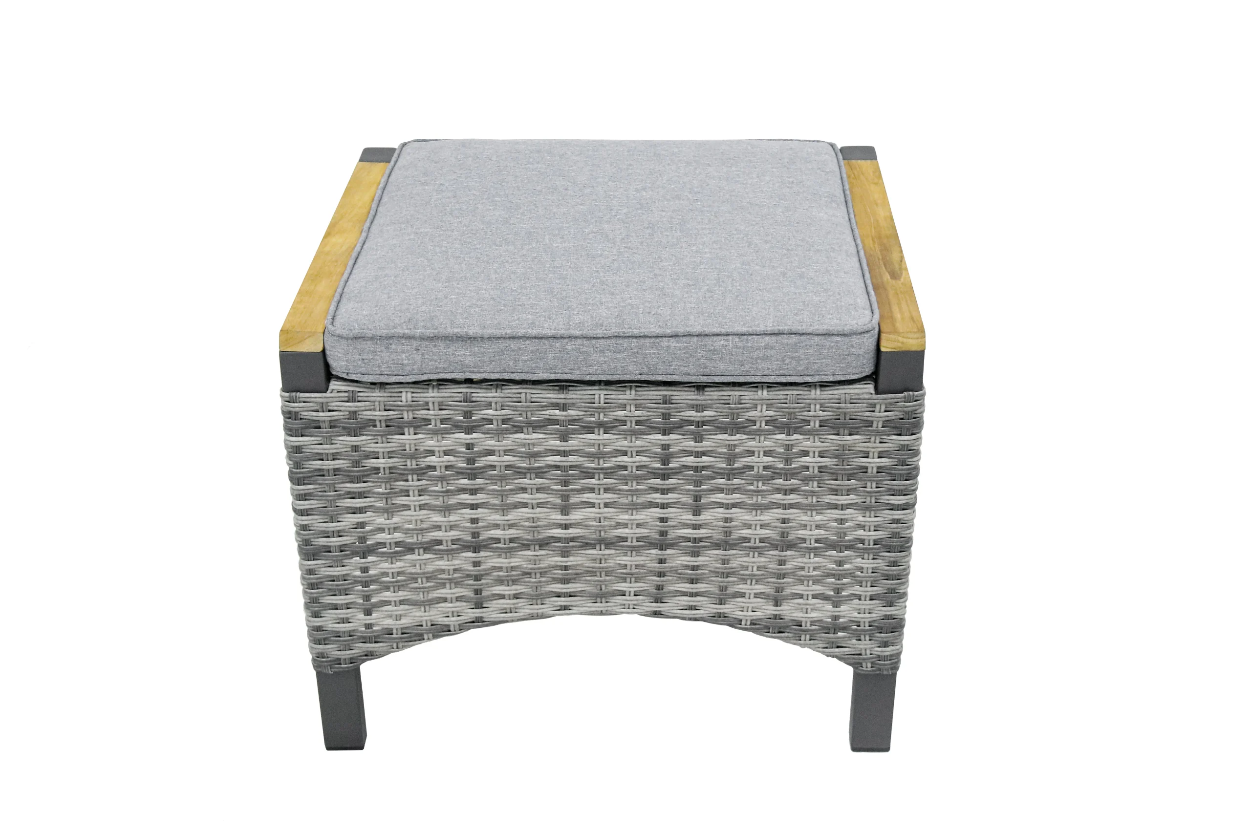 LC Garden Keramo Hocker Aluminium/Geflecht mit Teak