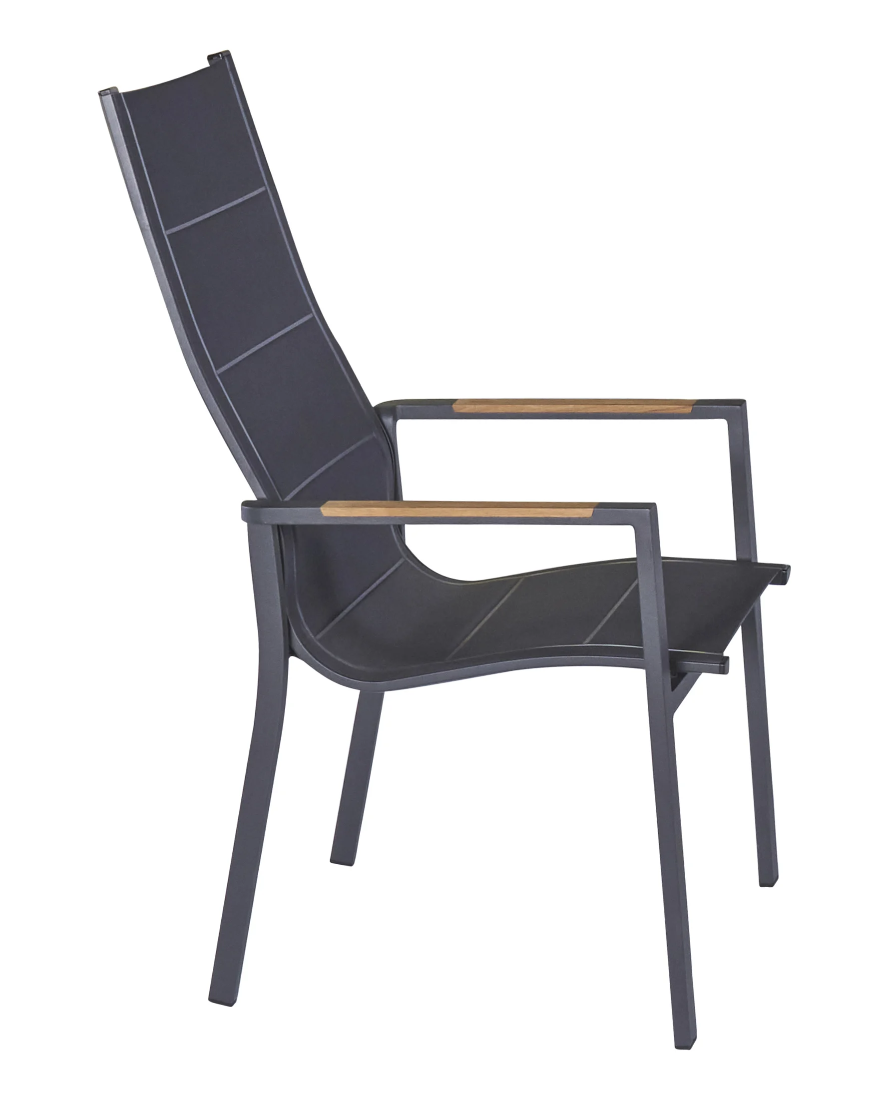 LC Garden Unicamo Hochlehner Aluminium/Textilene gepolstert mit Teak Armlehnen
