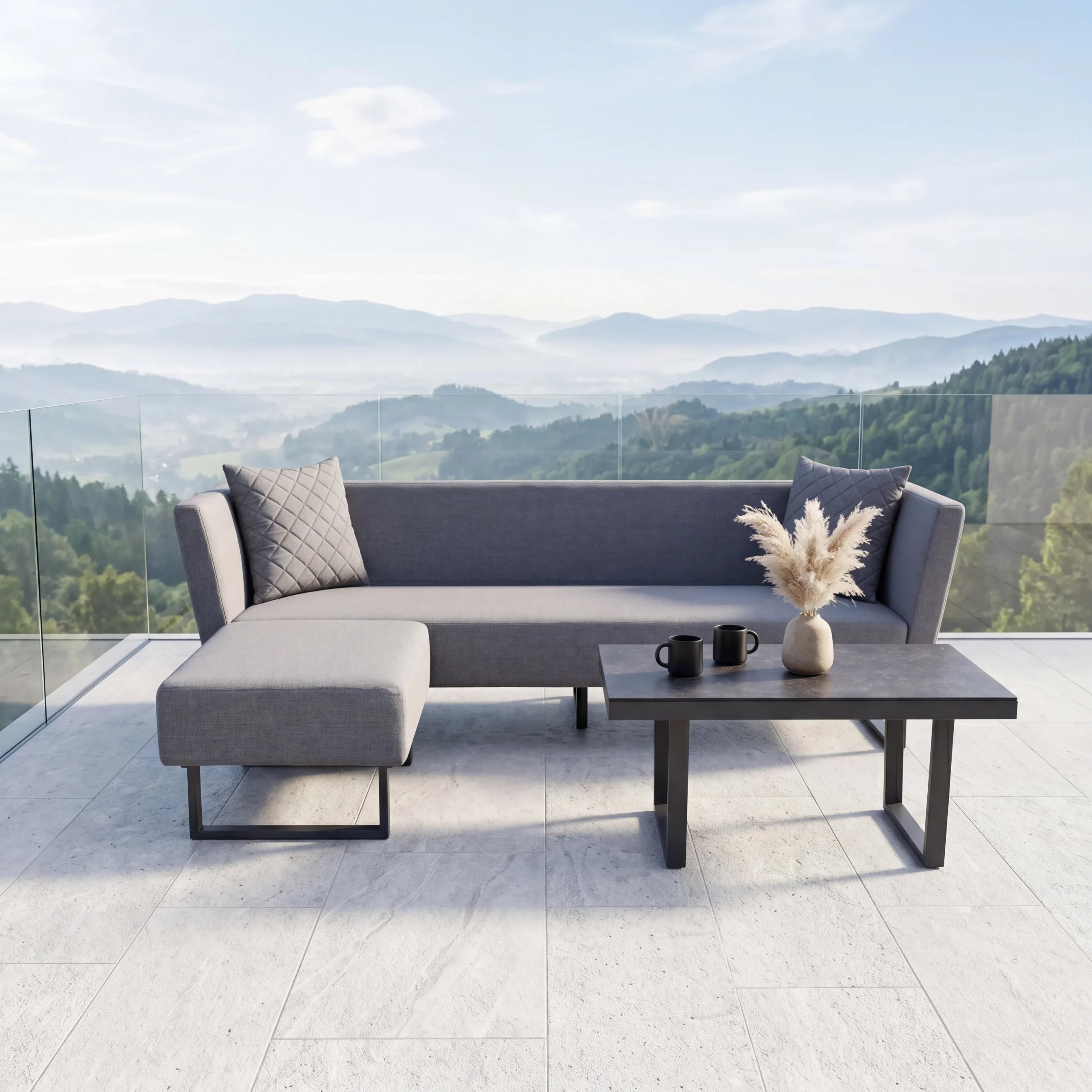 CLEMENTO Limoges Loungeset 3tlg. Aluminium/Sunbrella Sooty ohne Kissen
