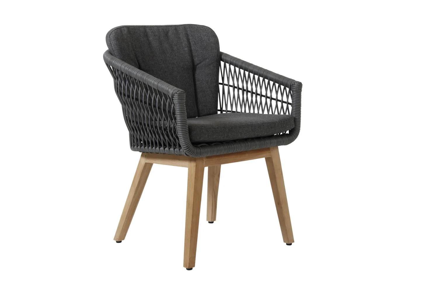 Brafab Kenton Gartensessel inkl. Sitzkissen Geflecht/Teak Grau