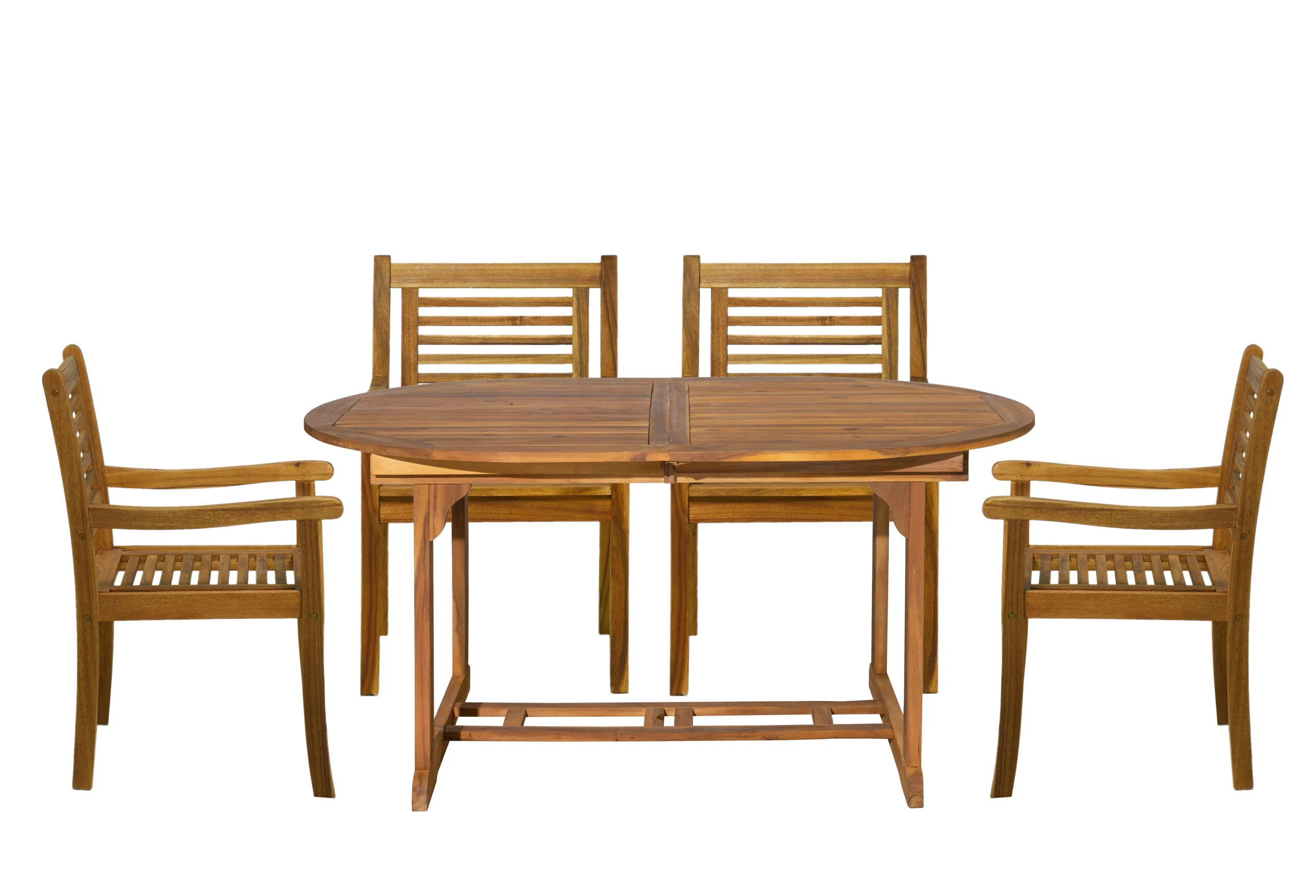 Möbilia Sitzgruppe 4 x Stühle + 1 x Ausziehtisch Akazie natur