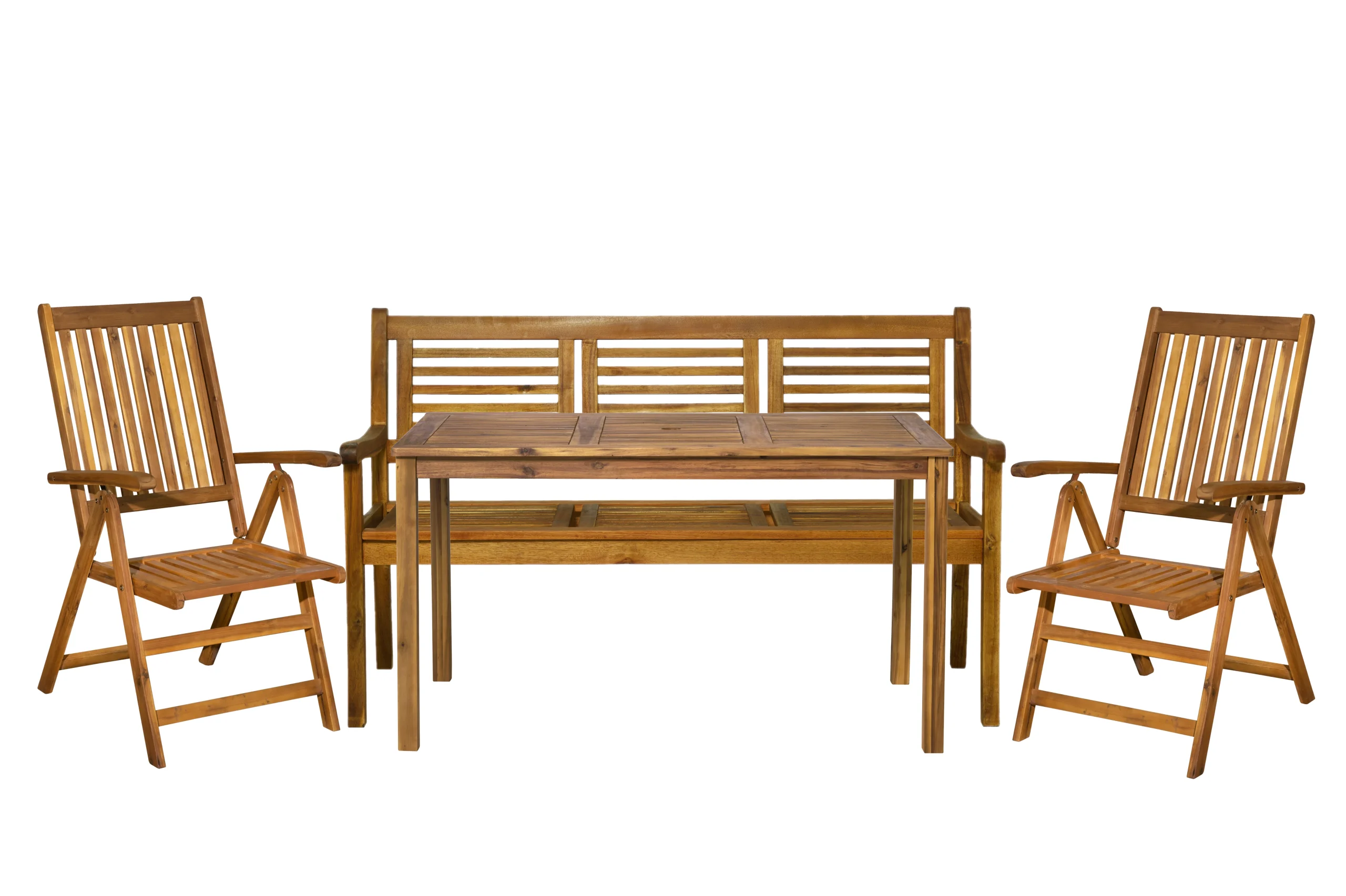 Möbilia Sitzgruppe 1 x Bank + 2 x Stühle + 1 x Tisch Akazie natur