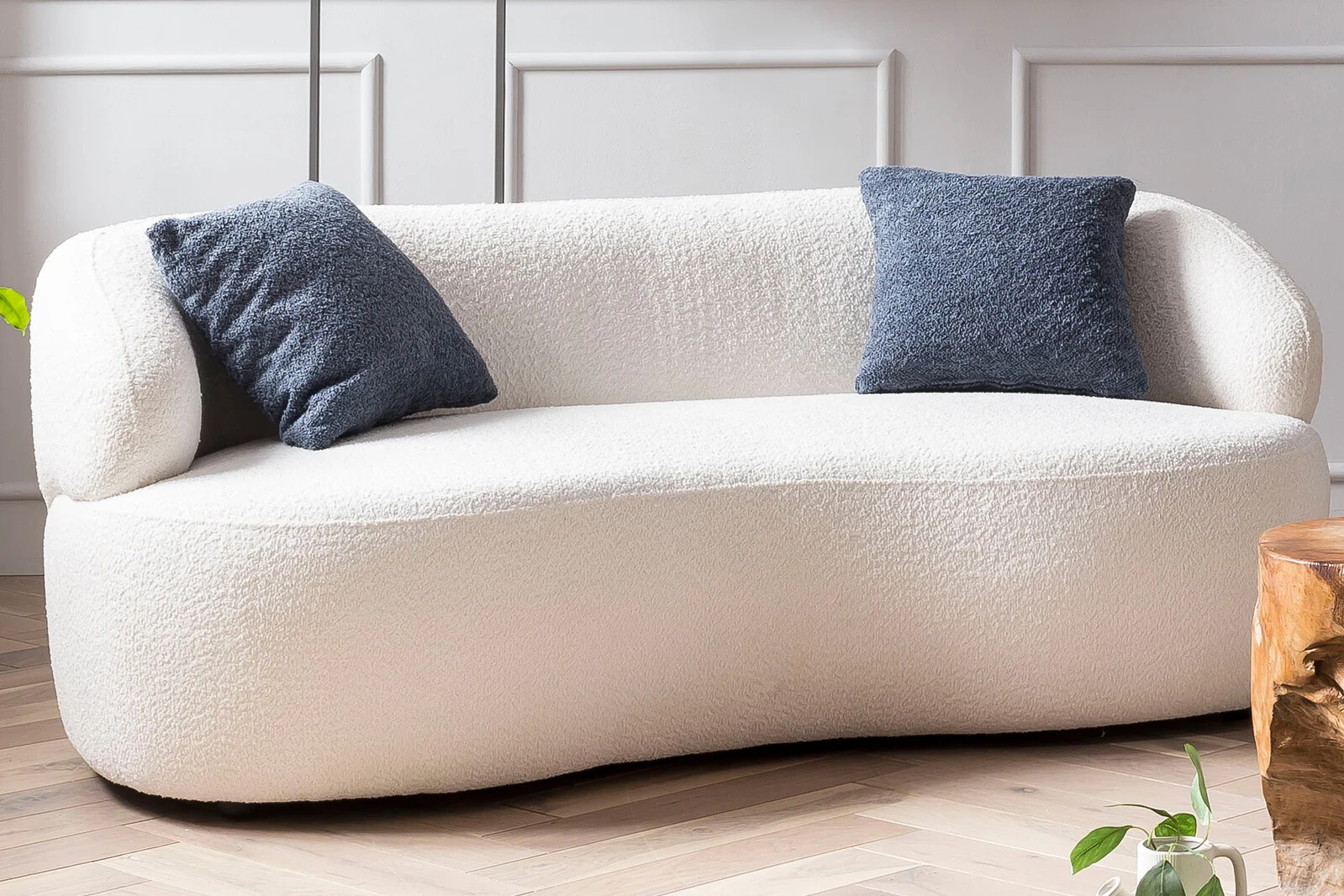 SalesFever Nierensofa 2-Sitzer Bouclé Stoff Weiß 170x95x70 cm