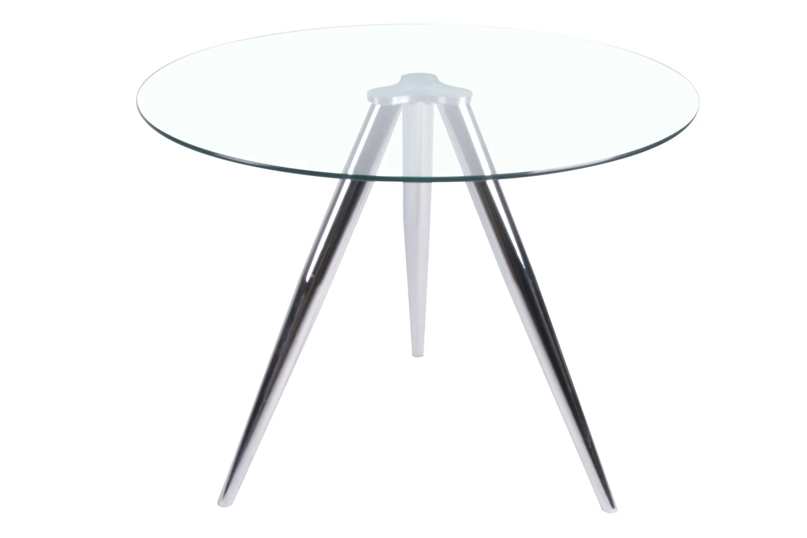 SalesFever Esstisch rund mit Glasplatte und Chromgestell Ø100 cm