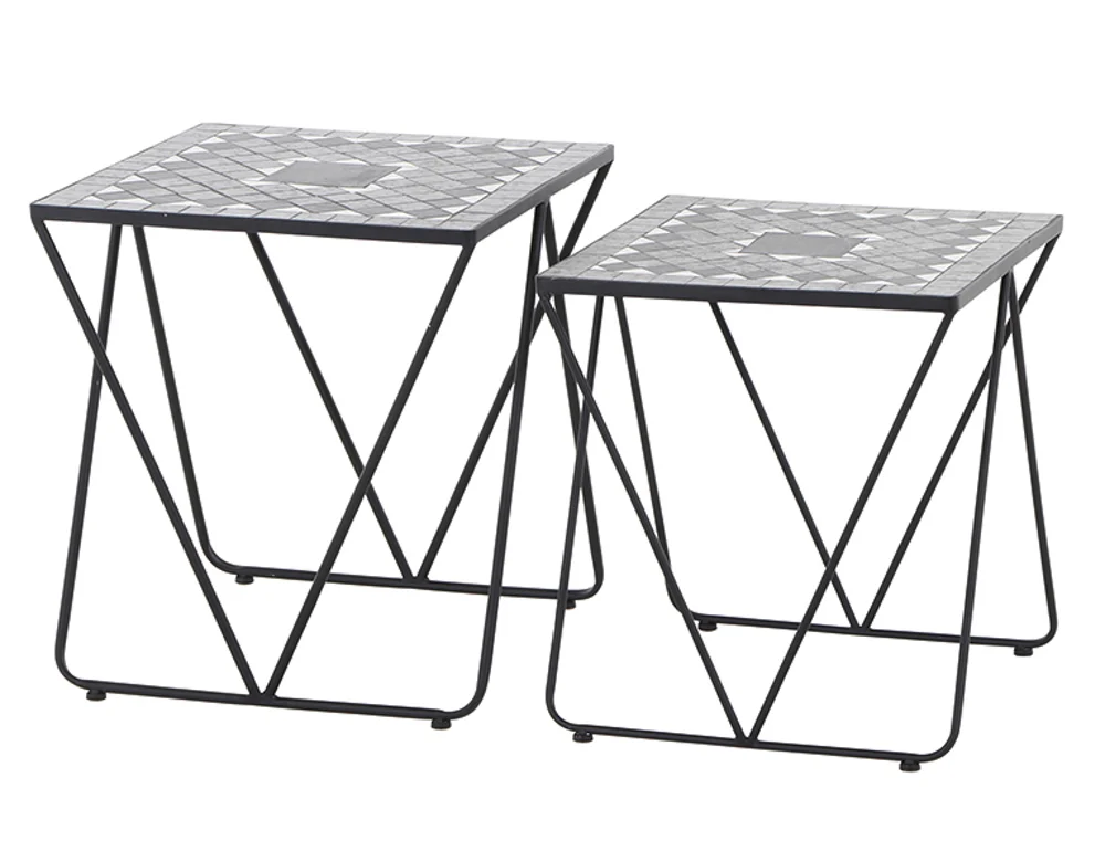 Siena Garden Como Beistelltischset 51x51x56 cm + 46x46x51 cm Stahl/Keramik