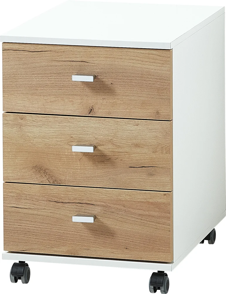 Germania Altino Rollcontainer Holzwerkstoff Weiß/Braun