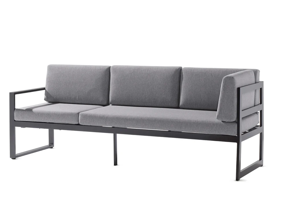 Sieger Adelaide Loungesofa 3-Sitzer Aluminium Eisengrau/Hellgrau