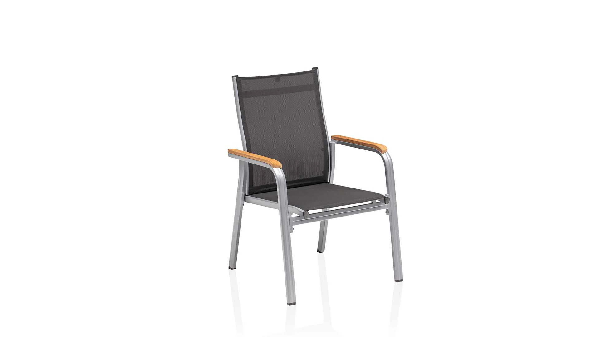 Kettler Granada Stapelsessel zerlegt Aluminium/Outdoorgewebe Teak Armlehnen