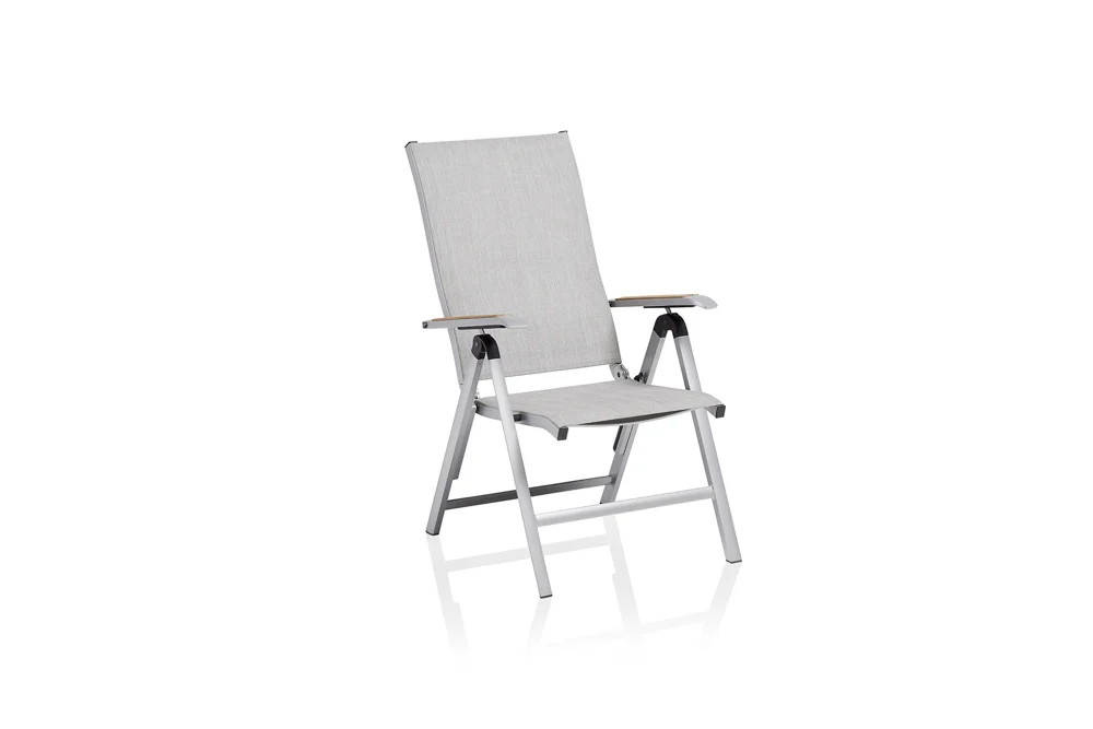 Kettler Diamond Multipositionssessel Aluminium/Outdoorgewebe mit Teak Armlehnen