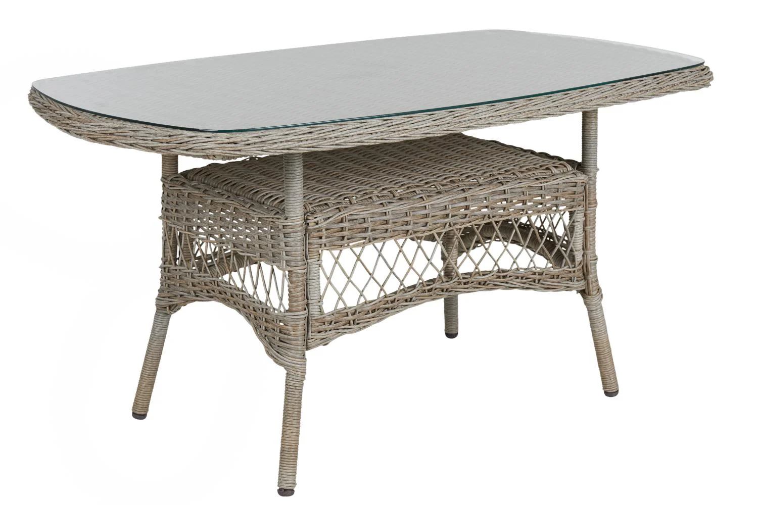 Brafab Kamomill Gartenesstisch Geflecht/Glas Beige 135x80 cm
