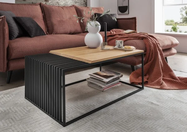 Faktorei Paul Couchtisch Wildeiche/Metall 100x60x40 cm - Die Faktorei
