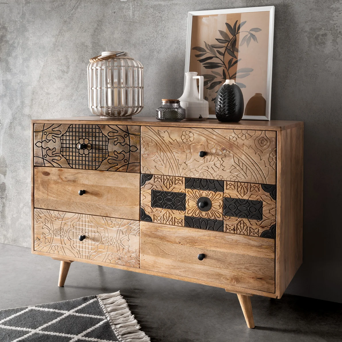 Die Faktorei Lyn Kommode Recyceltes Altholz/Mangoholz Natur 120x40x80cm