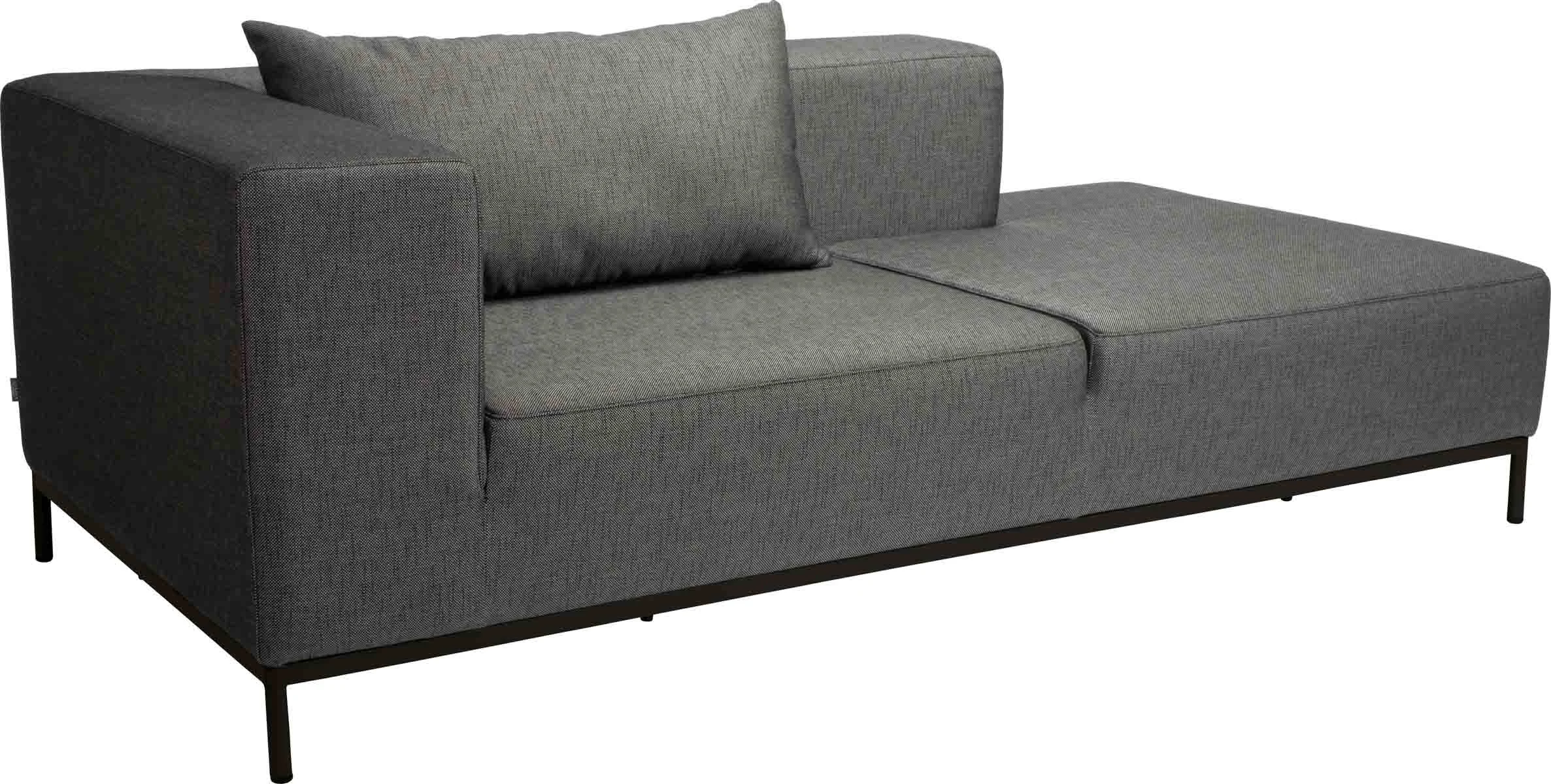 Stern Recamiere Taavi Alum. schwarz matt Armlehne links Outdoorstoff Seidenschwarz