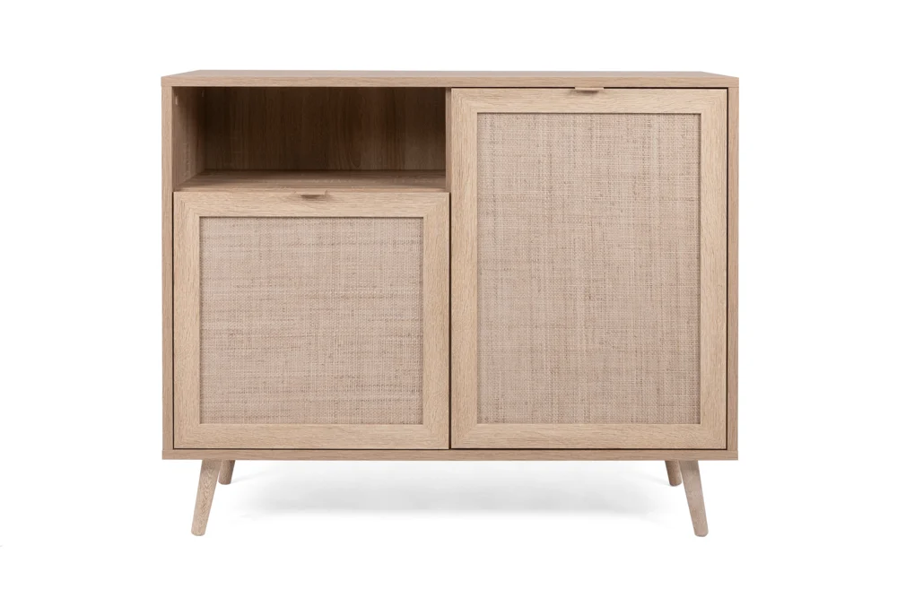 Finori Bali 01A Kommode Holzwerkstoff Sonoma Eiche/Rafia Geflecht
