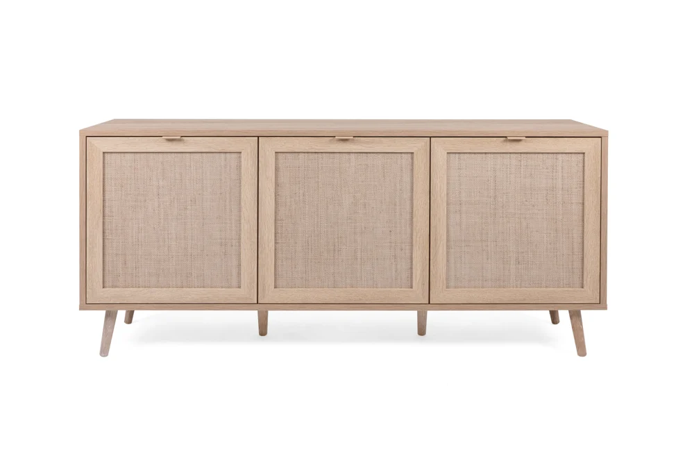 Finori Bali 51A Sideboard Holzwerkstoff Sonoma Eiche/Rafia Geflecht