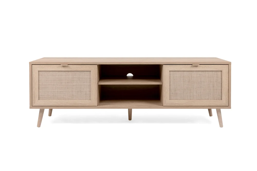 Finori Bali 56A TV-Board Holzwerkstoff Sonoma Eiche/Rafia Geflecht