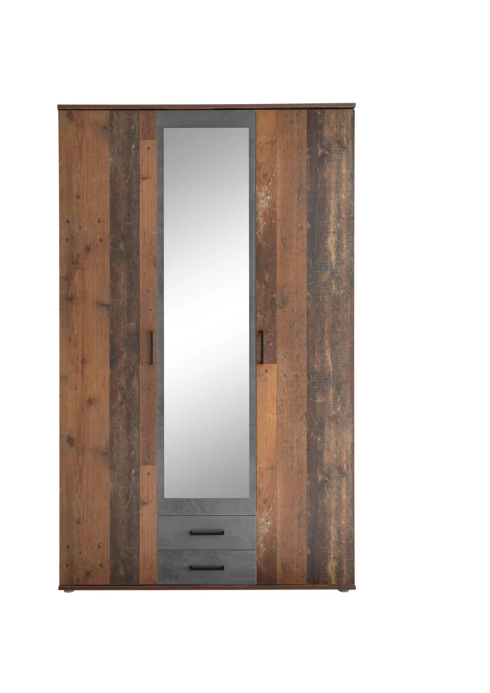 Pol Power Chicago Kleiderschrank Holzwerkstoff Melamin 3 Türen 120x196x54 cm