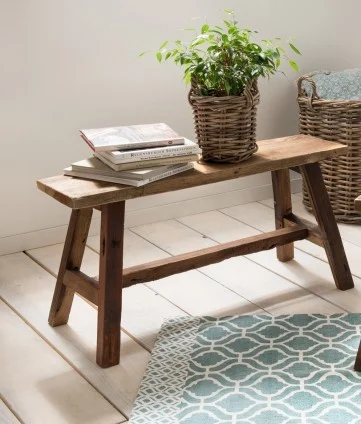 Faktorei Deko-Bank groß naturrecyceltes Holz 90x45x25 cm