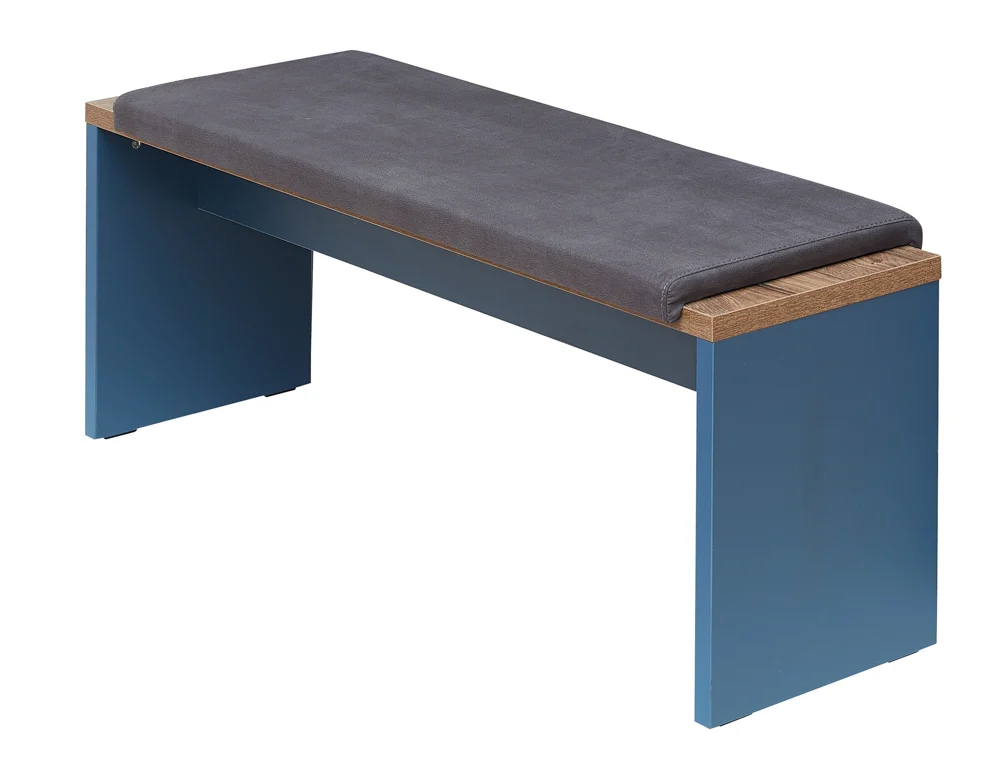 Innostyle Dijon Sitzbank inkl. Klemmkissen Holzwerkstoff Parisian Blue/Haveleiche Cognac