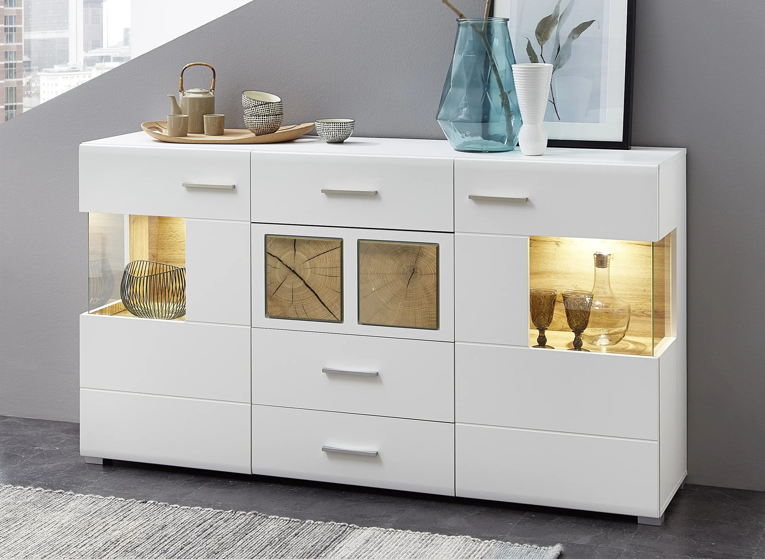 Innostyle Fun Plus Sideboard inkl. LED-Beleuchtung Holzwerkstoff Weiß/Braun