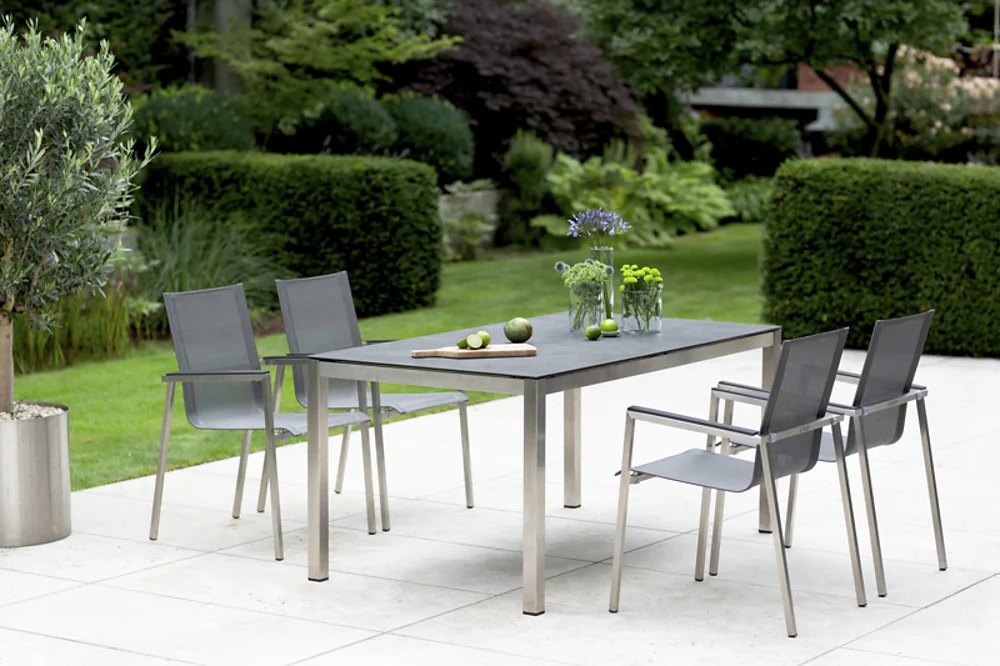 Niehoff Urban Gartenmöbelset 5tlg. mit Edelstahl/Keramik Tisch 160x90 cm