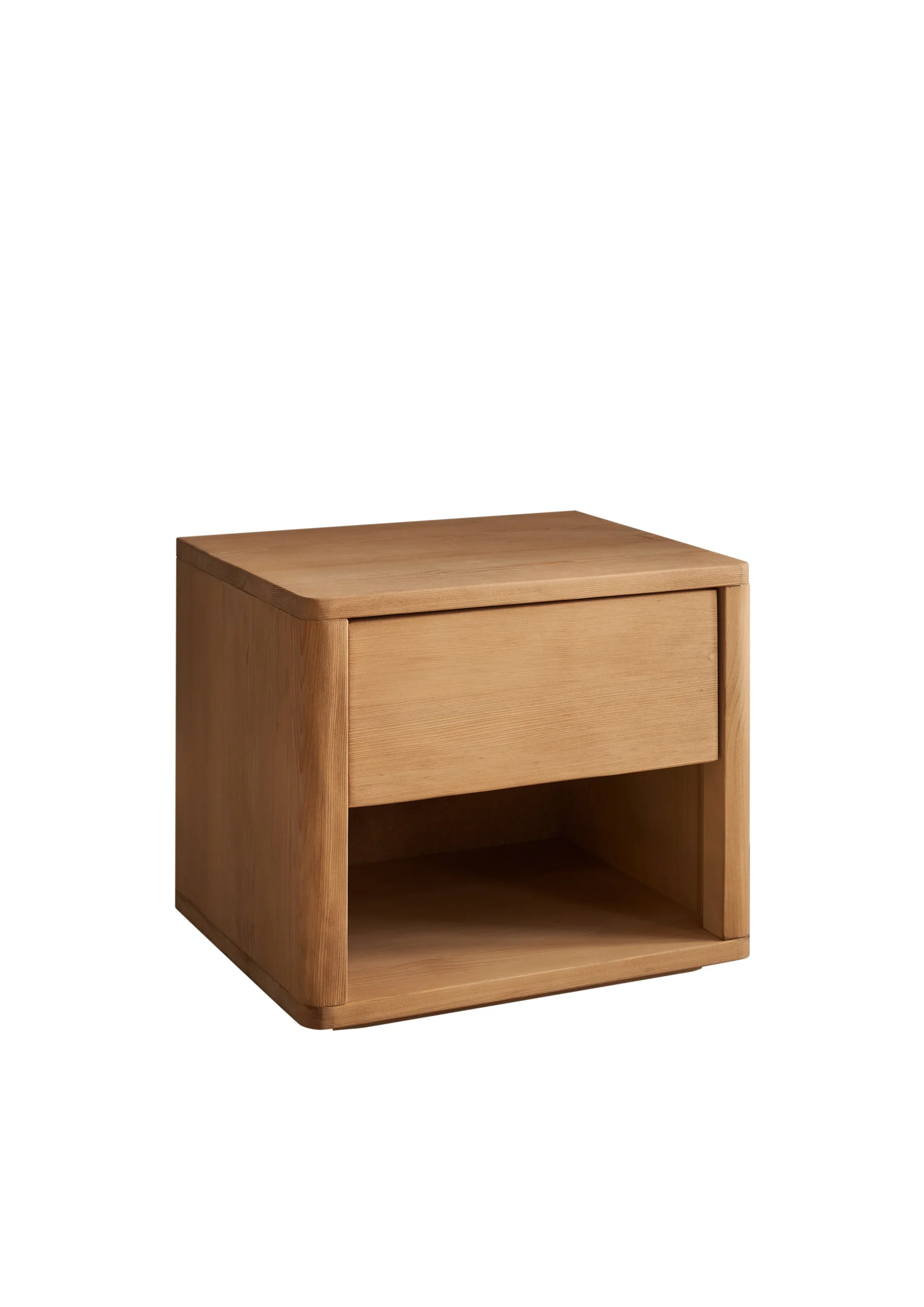 Schlafkontor Hilla Nachtkommode Nadelholz Massiv/Eichefarbig/1 offenes Fach + Schubkasten
