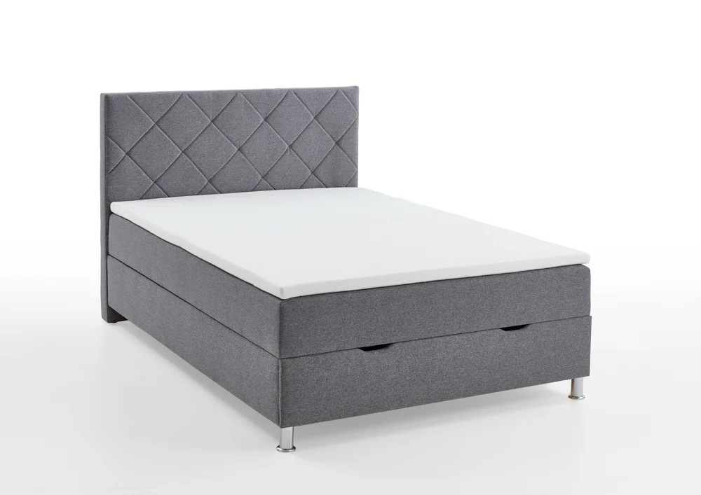 Meise Möbel Leo Boxspringbett Metallfuß mit Chromoptik 100% Polyester