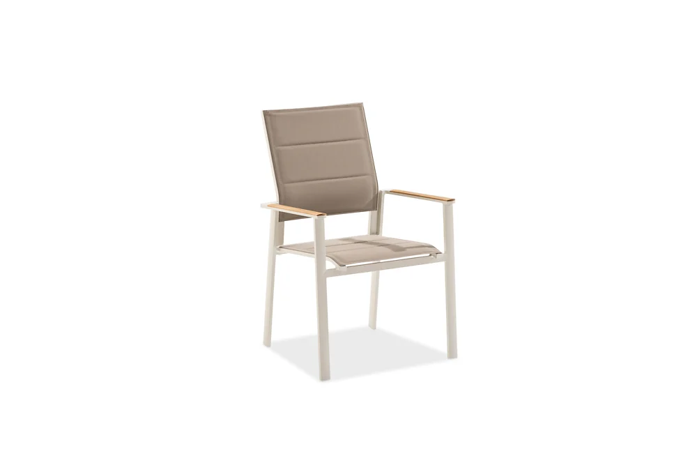 Niehoff Lissabon Hochlehner Sitz und RÃƒÂ¼cken Textilen taupe gepolstert/Aluminiumgestell