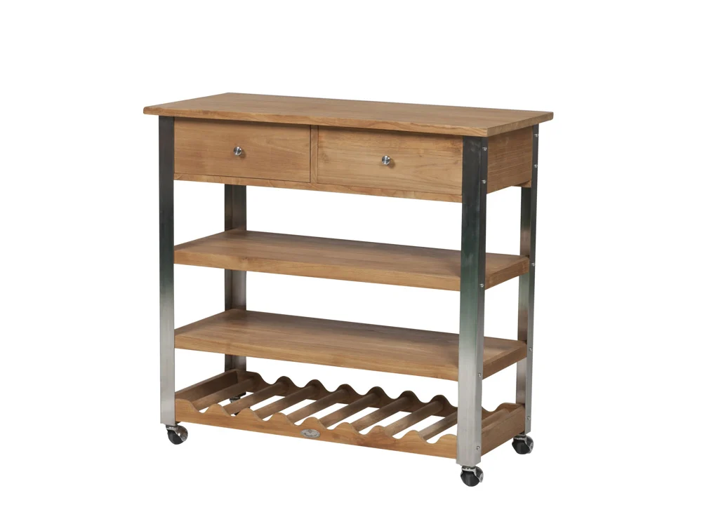 Diamond Garden Merlot Beistellwagen Edelstahl/Teak 96x45 cm