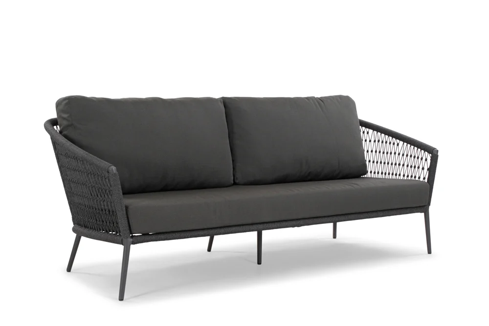 Musterring Ibiza Gartensofa Aluminium/Rope schwarz/grau 205x86x75 cm