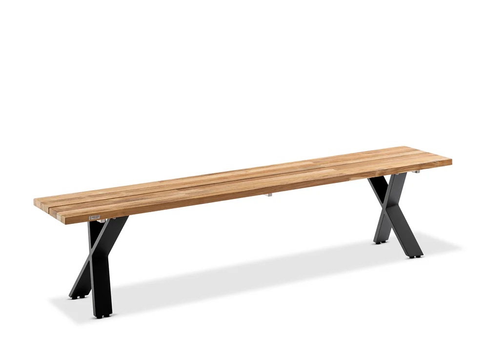 Niehoff Nemo Bank Aluminium X-Gestell Teak gebürstet