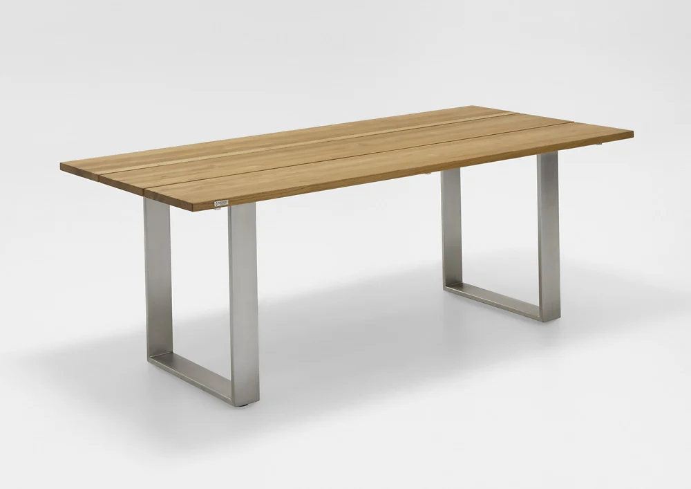 Niehoff Noah Tisch Edelstahl Profilkufe/Teak 160x95 cm bis 260x95 cm