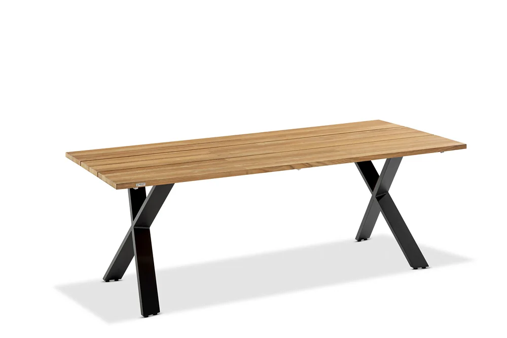Niehoff Noah Tisch Aluminium X-Gestell Anthrazit/Teak