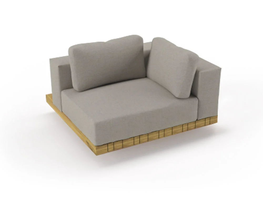 Solpuri Plateau L-Modul Ecke links inkl. Polster Teak