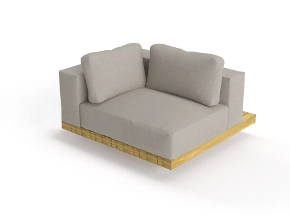 Solpuri Plateau L-Modul Ecke rechts inkl. Polster Teak