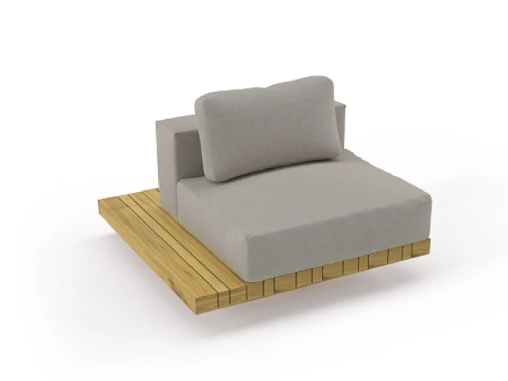 Solpuri Plateau L-Modul Sitz/Rücken + Seitentisch inkl. Polster Teak