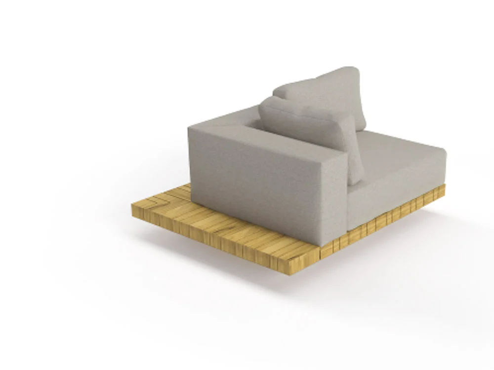 Solpuri Plateau XL-Modul Ecke rechts + Ecktisch inkl. Polster Teak