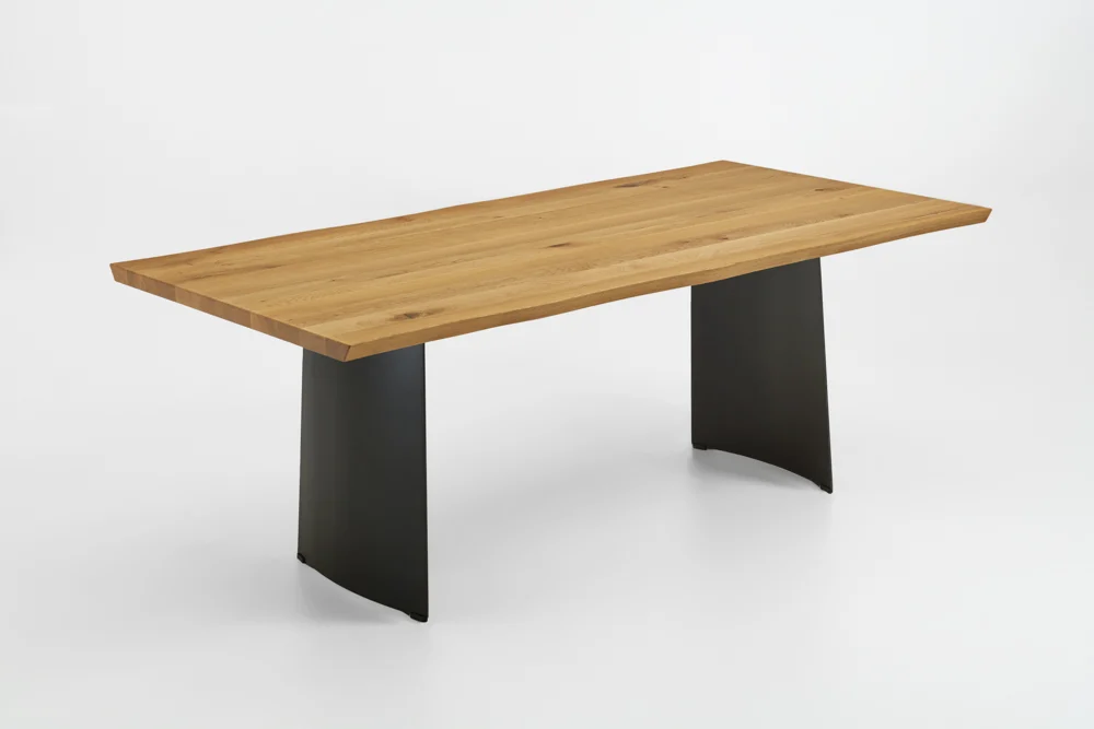 Niehoff Sitzmöbel Tree-Top Tisch Hohlwangengestell Eisen Schwarz geölt Platte 40mm